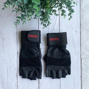 WEIDER Black Fingerless Weightlifting Gloves